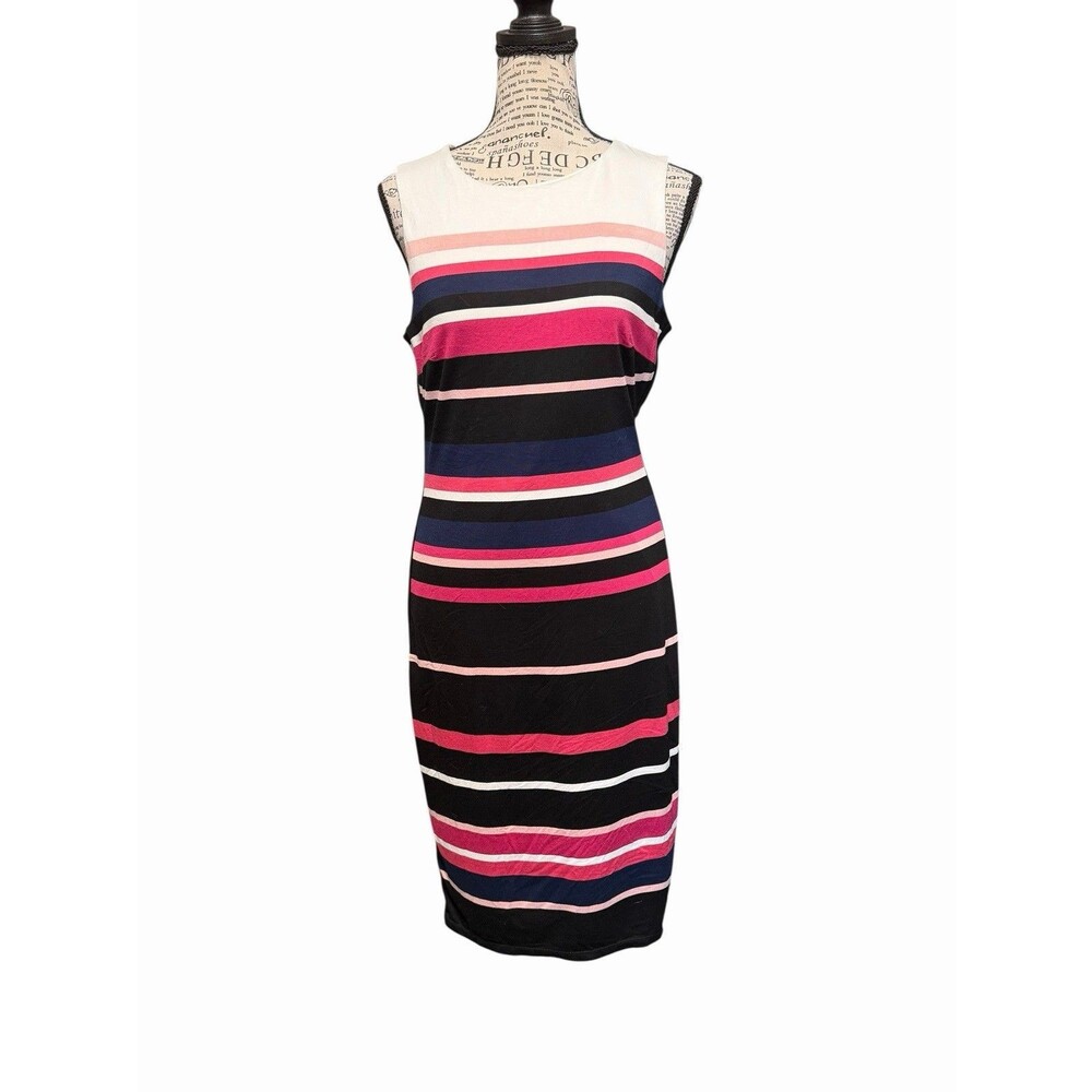 White House Black Market Striped Stretch Sleeveless Sheath Dress Size 4